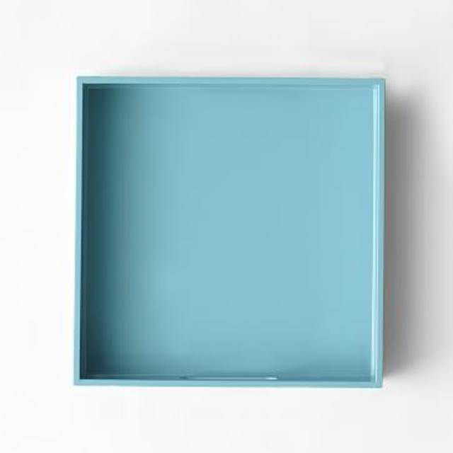 Lacquer Wood Tray, 12"X12", Pool