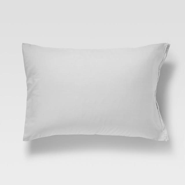 Organic Cotton Frayed-Edge Standard Pillowcase, White, Set of 2