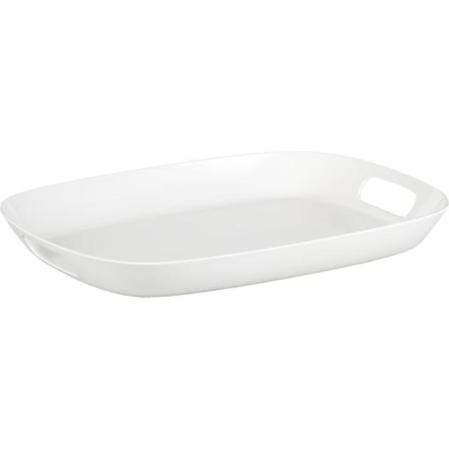 Lunea Melamine White 19"x14" Tray with Handles