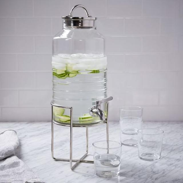 Drink Dispenser + Stand - Glass/Polished Nickel