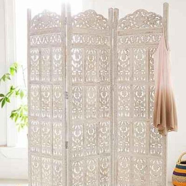 White Wooden Carved Screen