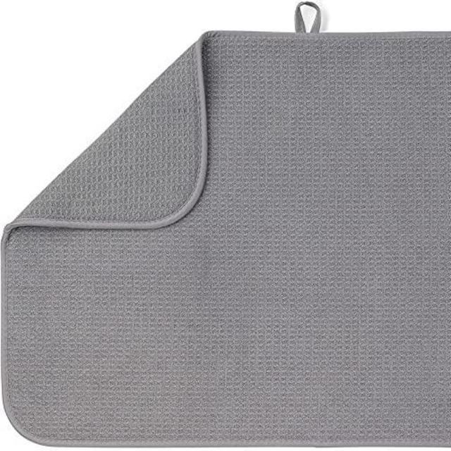 XXL Dish Mat 24" x 17" (Largest MAT) Microfiber Dish Drying Mat, Super Absorbent by Bellemain (Gray)