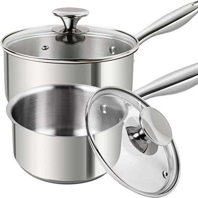 MICHELANGELO Stainless Steel Saucepan Set 1Qt & 2Qt, Premium 2 Piece Sauce Pan Set German Technology, Sacuepans Set Stainless Steel, 18/10 Stainless Steel Sauce Pans Induction Compatible