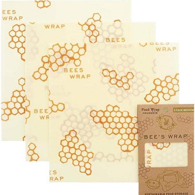 Bee's Wrap - Medium 3 Pack - Made in the USA with Certified Organic Cotton - Plastic and Silicone Free - Reusable Eco-Friendly Beeswax Food Wraps - Medium (10" x 11")