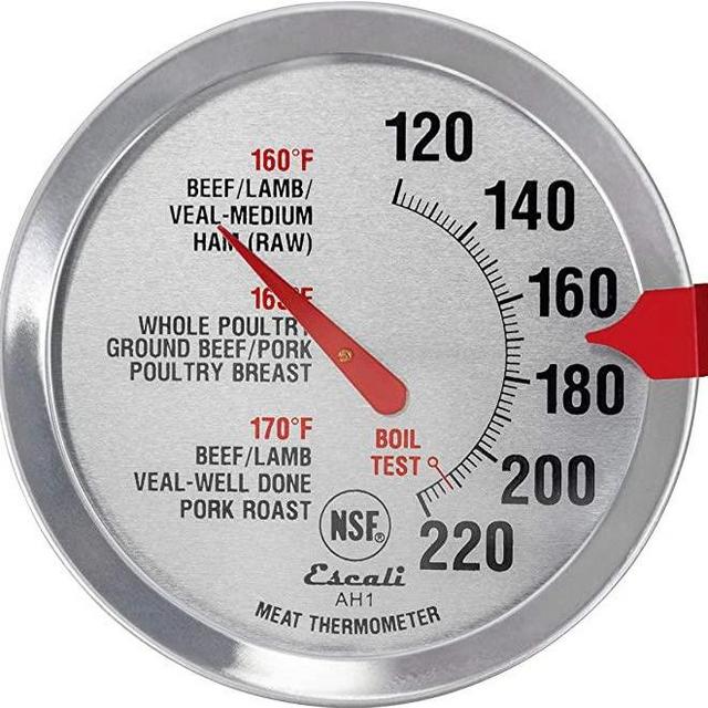 Escali AH1 NSF Certified ProAccurate Oven Safe Meat Thermometer, Extra Large Dial, Silver