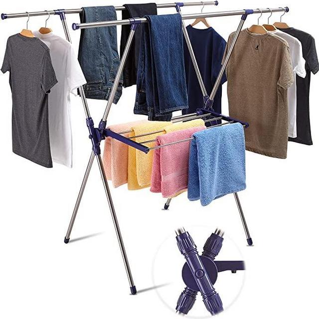 SmartSome Clothes Drying Rack - Foldable Drying Racks for Laundry, Heavy Duty Stainless Steel for Indoor and Outdoor Use (Easy Assembly Video)