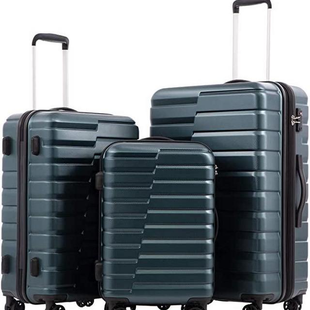 COOLIFE Luggage Expandable Suitcase PC ABS TSA Luggage 3 Piece Set Lock Spinner Carry on (Teal blue, 3 piece set)