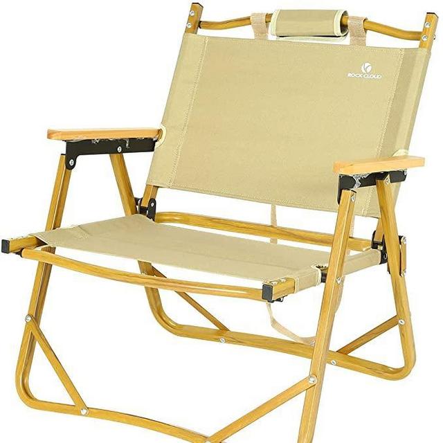 Rock Cloud Portable Folding Camping Chair Low Beach Chairs for Camp Lawn Hiking Sports Hunting, Beige