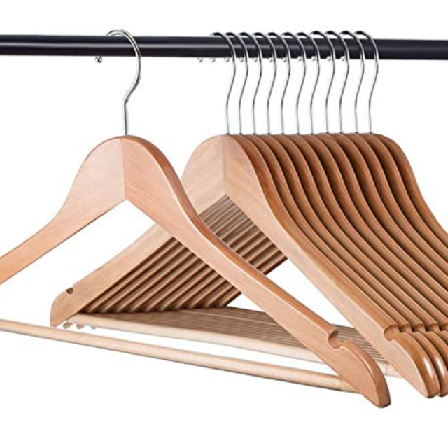 Home-it 30 Pack Natural Wood Solid Wood Clothes Hangers, Coat Hanger, Wooden Hangers