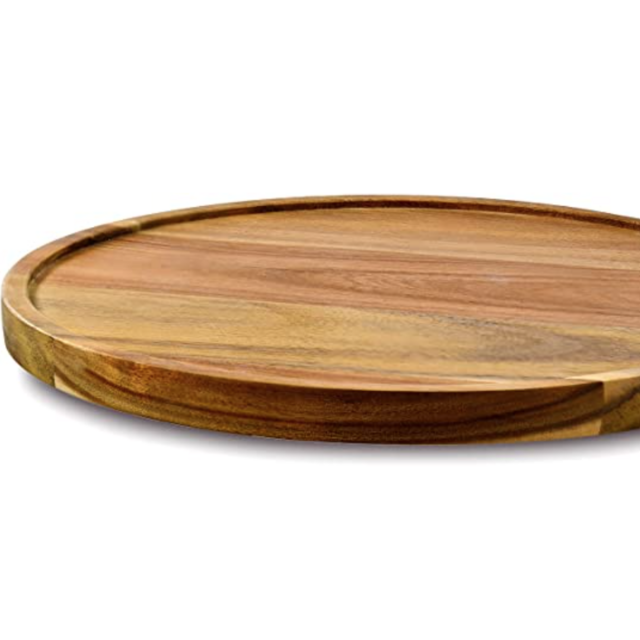 11" Acacia Wood Lazy Susan Organizer Kitchen Turntable for Cabinet Pantry Table Organization