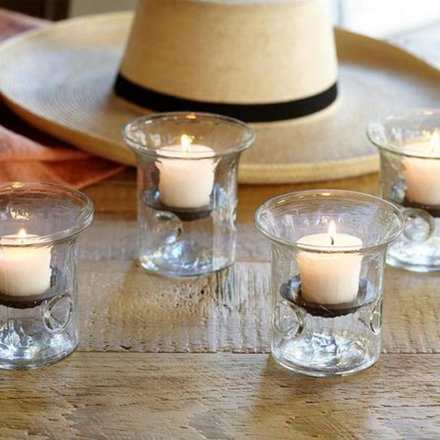 blown glass tabletop hurricanes, set of 4