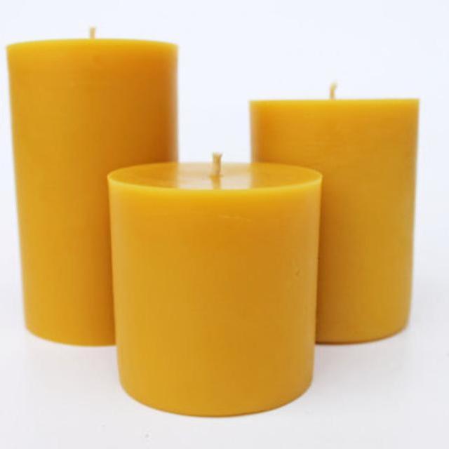 Pure Beeswax Pillars Set of 2 Pillars, 3x3 & 3x4