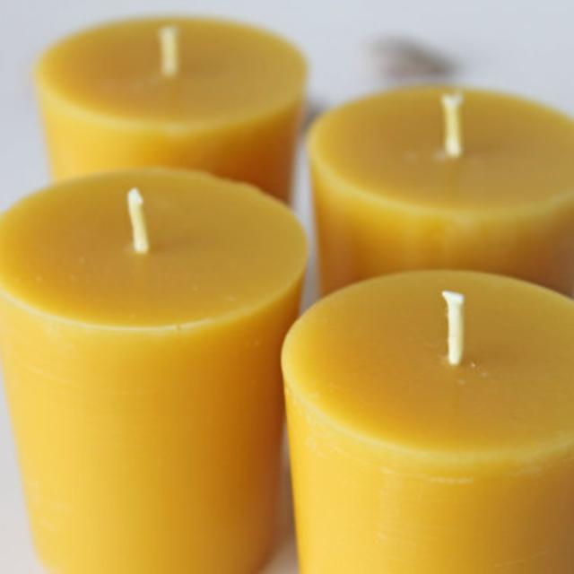 Pure beeswax votives, set of four, handmade candles