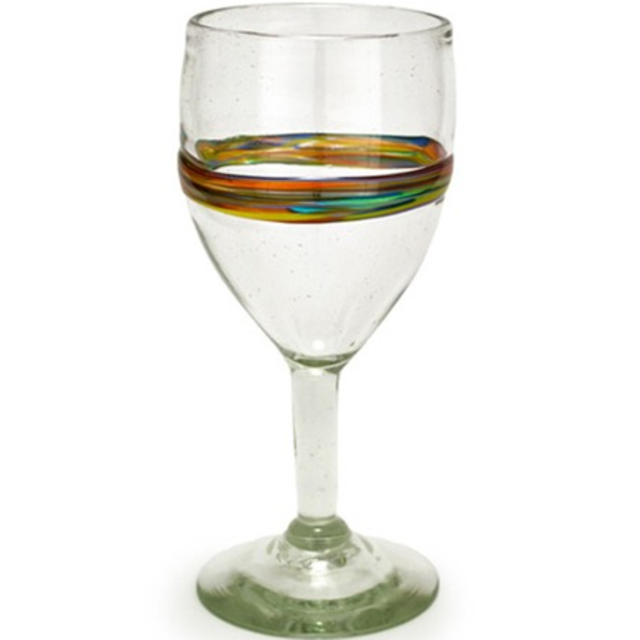 Set of 2 Rainbow Recycled Wine Glasses