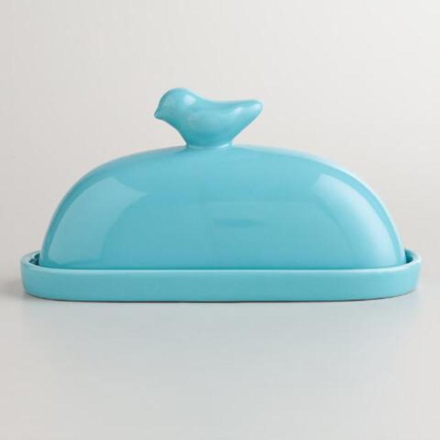 World Market - Aqua Bird Ceramic Butter Dish