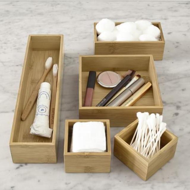 Bamboo Drawer Organizers, Set of 5