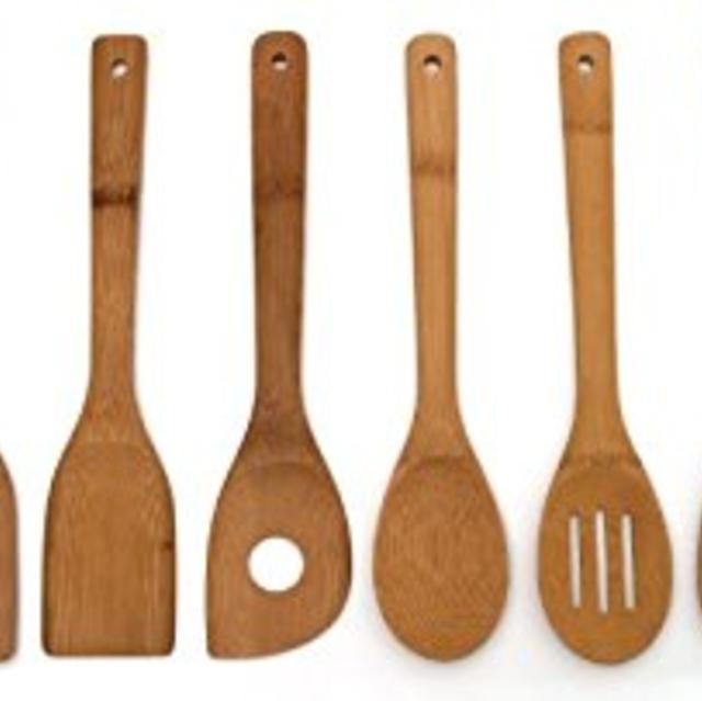 Lipper International 826 Set of 6 Bamboo Kitchen Tools, in Mesh Bag