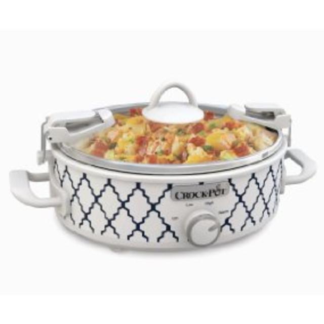 Crockpot SCCPCCM250-BT Mini Casserole Crock Slow Cooker, 2.5 quart, White/Blue