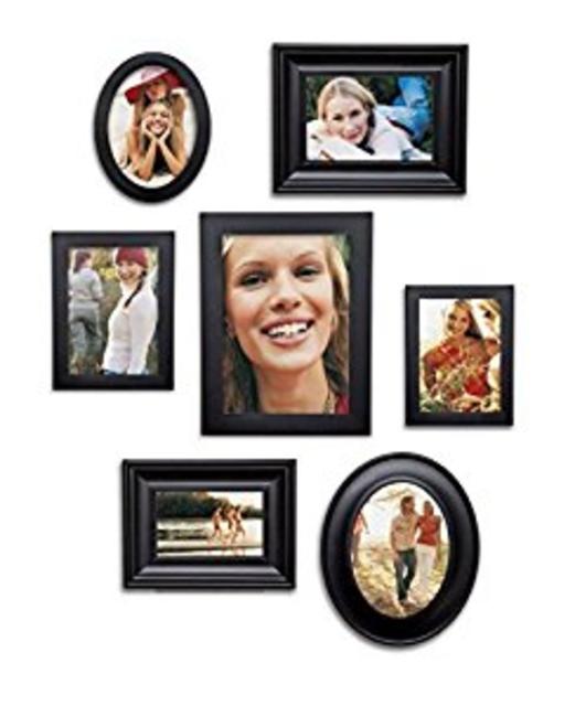 7 Piece Contemporary Black Picture Frame Set