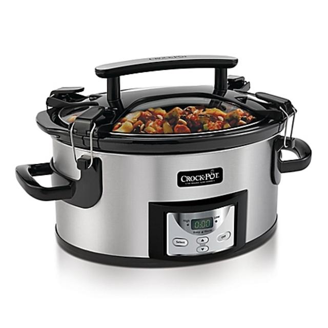 Crock-Pot® 6-Quart Portable Slow Cooker in Stainless Steel/Black
