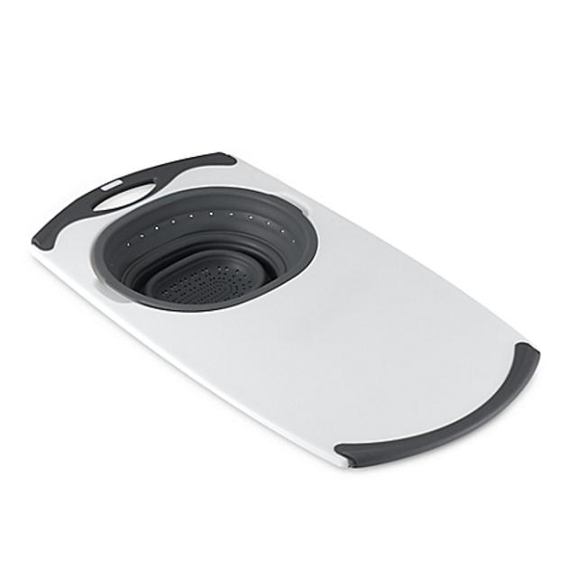 Dexas® Popware™ Over-the-Sink Collapsible Strainer Cutting Board in Grey