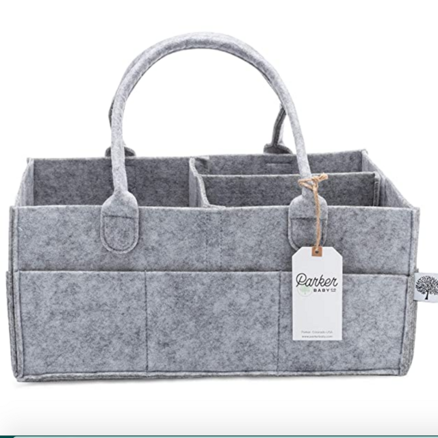 Large Parker Baby Diaper Caddy - Nursery Storage Bin and Car Organizer for Diapers and Baby Wipes - Large