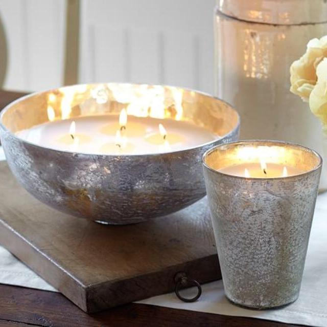 Rough Cast Glass Scented Candle Pot, Mandarin & Cedar
