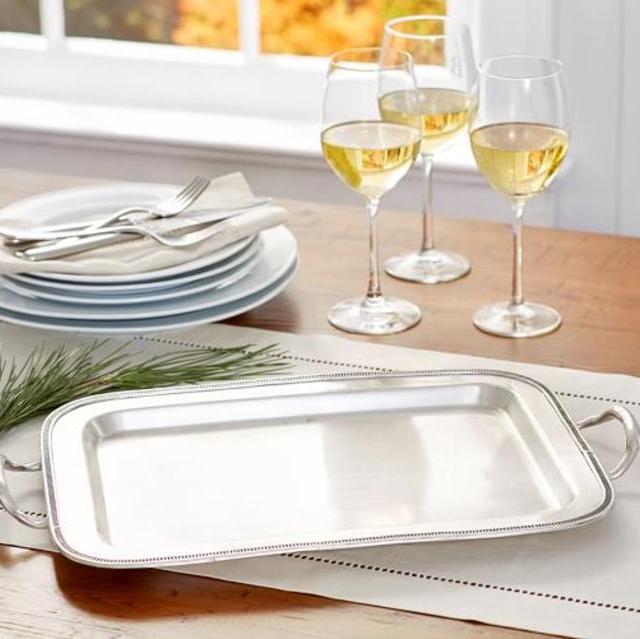 Antique Silver Rectangular Handled Tray