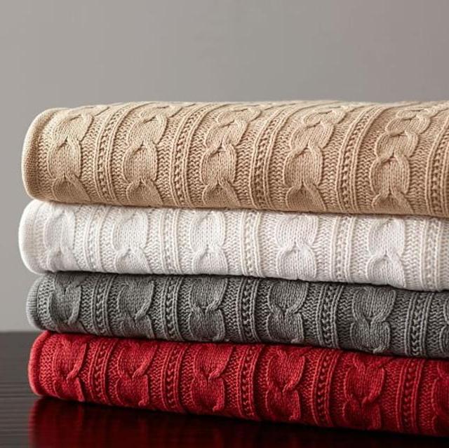 Cozy Cable Knit Throw, 50 x 60", Flagstone Gray