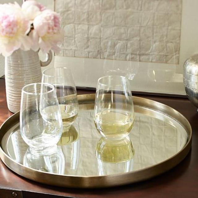 Gold Rim Mirror Tray