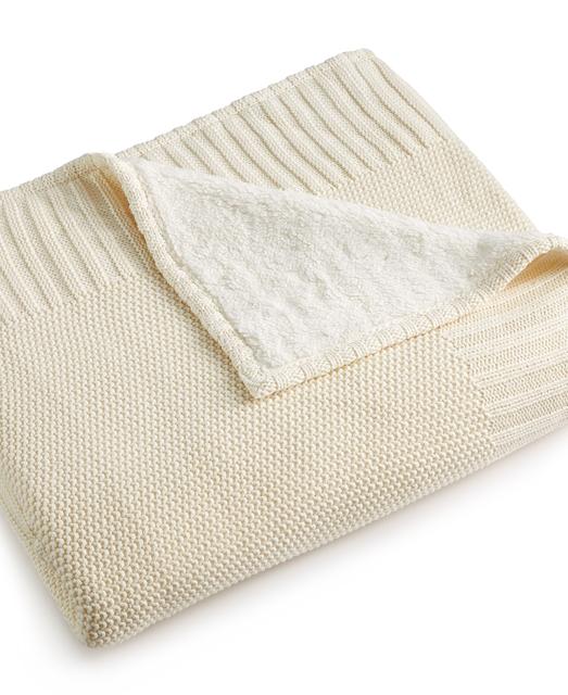 Martha Stewart Collection Reversible Sweater Knit Throw, Only at Macy's