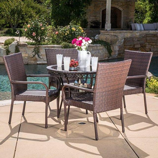Ferndale Outdoor Multibrown Wicker 5pc Dining Set