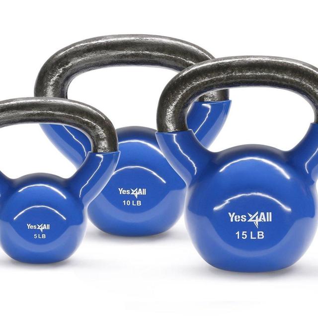 Yes4All Combo Special: Vinyl Coated Kettlebell Weight Sets – Weight Available: 5, 10, 15, 20, 25, 30 lbs
