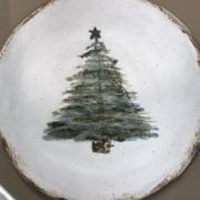 Etta B Pottery ~ Christmas Tree Plate White, Price $50.50 in Germantown, TN from Two Doors Down