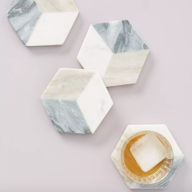 Geometric Marble Coasters, Set of 4