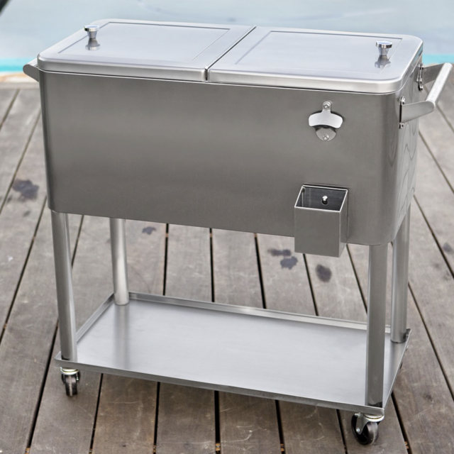 Permasteel 80 Qt. Portable Rolling Patio Cooler w/ Bottom Tray
