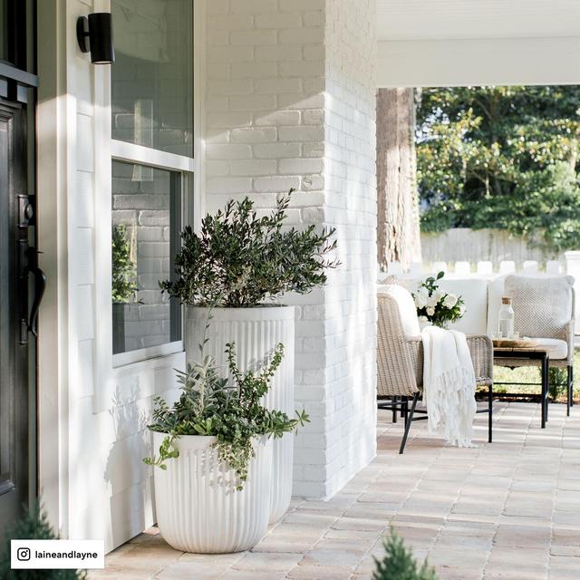 Concrete Fluted Planters - Medium, White
