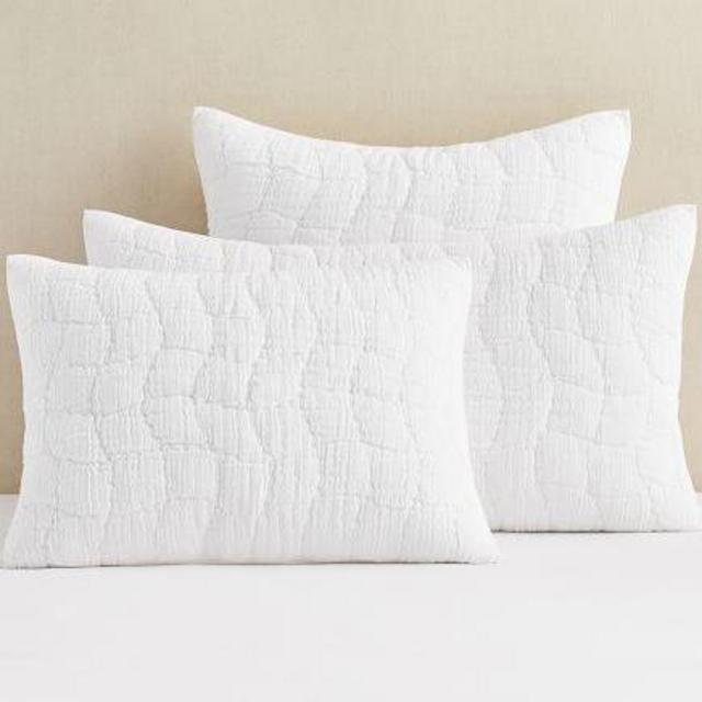 Cloud Linen Handcrafted Quilt Shams - White