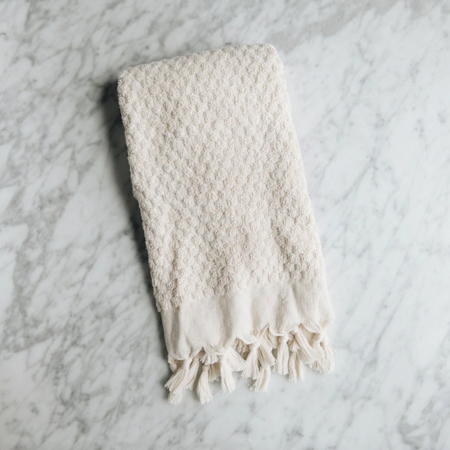 Hand-loomed Turkish Cotton Towel - Natural Dots - Hand Towel