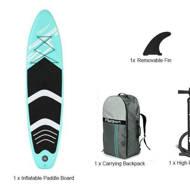 FBSPORT Premium Inflatable Stand Up Paddle Board (6 inches Thick) with SUP Accessories & Carry Bag | Wide Stance, Surf Control, Non-Slip Deck, Leash, Paddle and Pump, Standing Boat for Youth & Adult