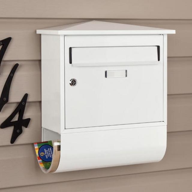 Castle Locking Wall-Mount Mailbox with Newspaper Roll - BLACK FINISH