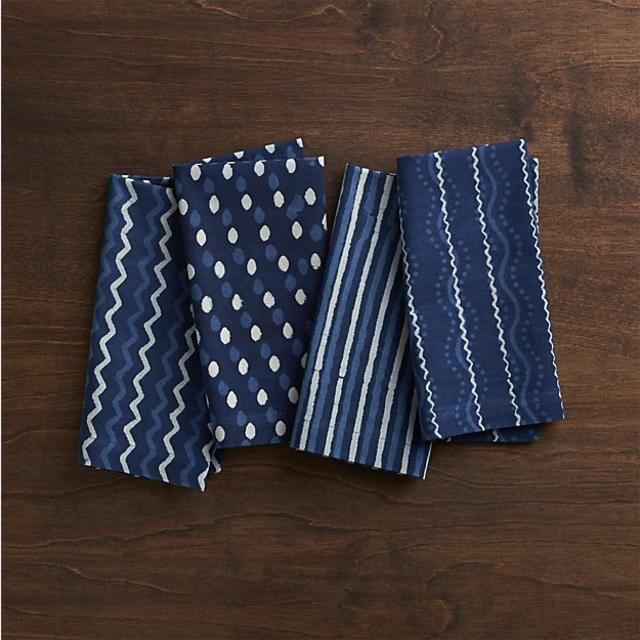 Set of 4 Makena Indigo Cloth Dinner Napkins