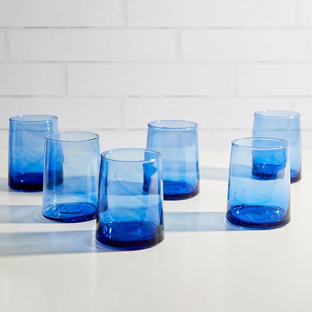 Moroccan Handcrafted Recycled Drinking Glasses - Set of 6