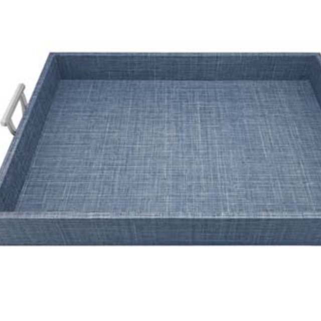 Heather Blue Metal Handled Small Tray