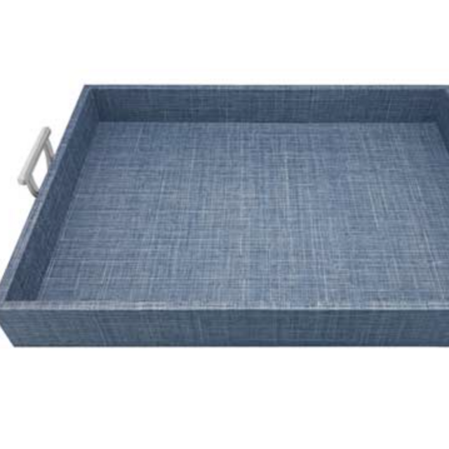 Heathered Blue Tray with Metal Handle