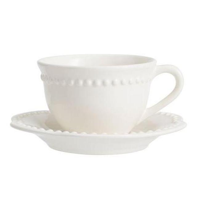 Emma Cup and Saucer, Set of 4: True White