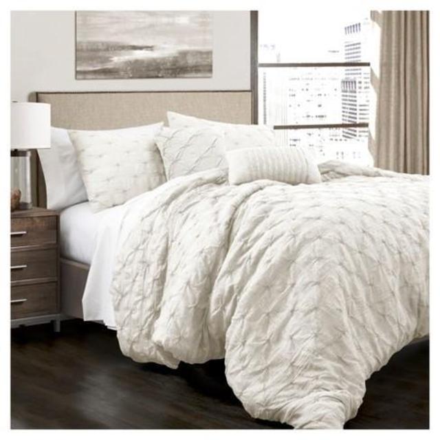 White Ravello Pintuck Comforter Set 5pc: King