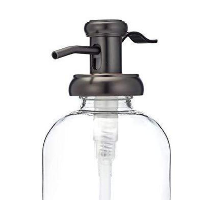 Bell Glass Soap Dispenser with Antique Bronze Metal Pump