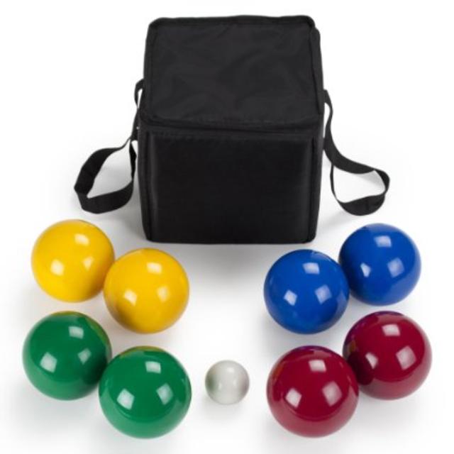 Deluxe 4-Player Resin Bocce Ball Set with Carrying Case, 90mm by Crown Sporting Goods