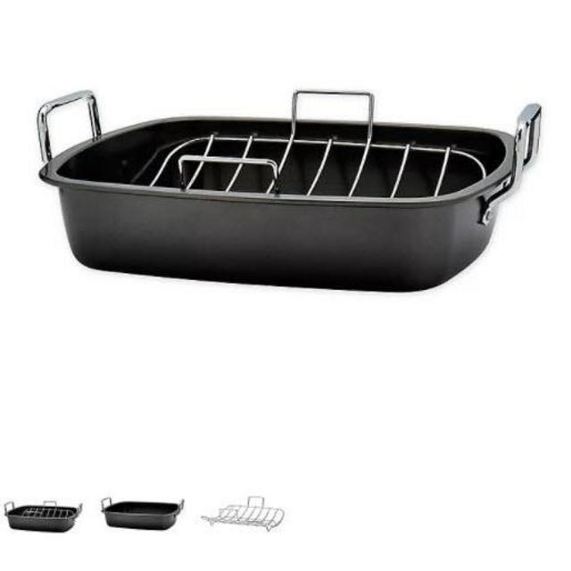 SALT™ Nonstick 17-Inch x 14.25-Inch Carbon Steel Roaster with U-Rack
